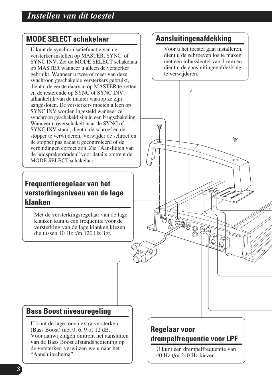 Instellen van dit toestel, Van de lage klanken | Pioneer D1200SPL User Manual | Page 94 / 128