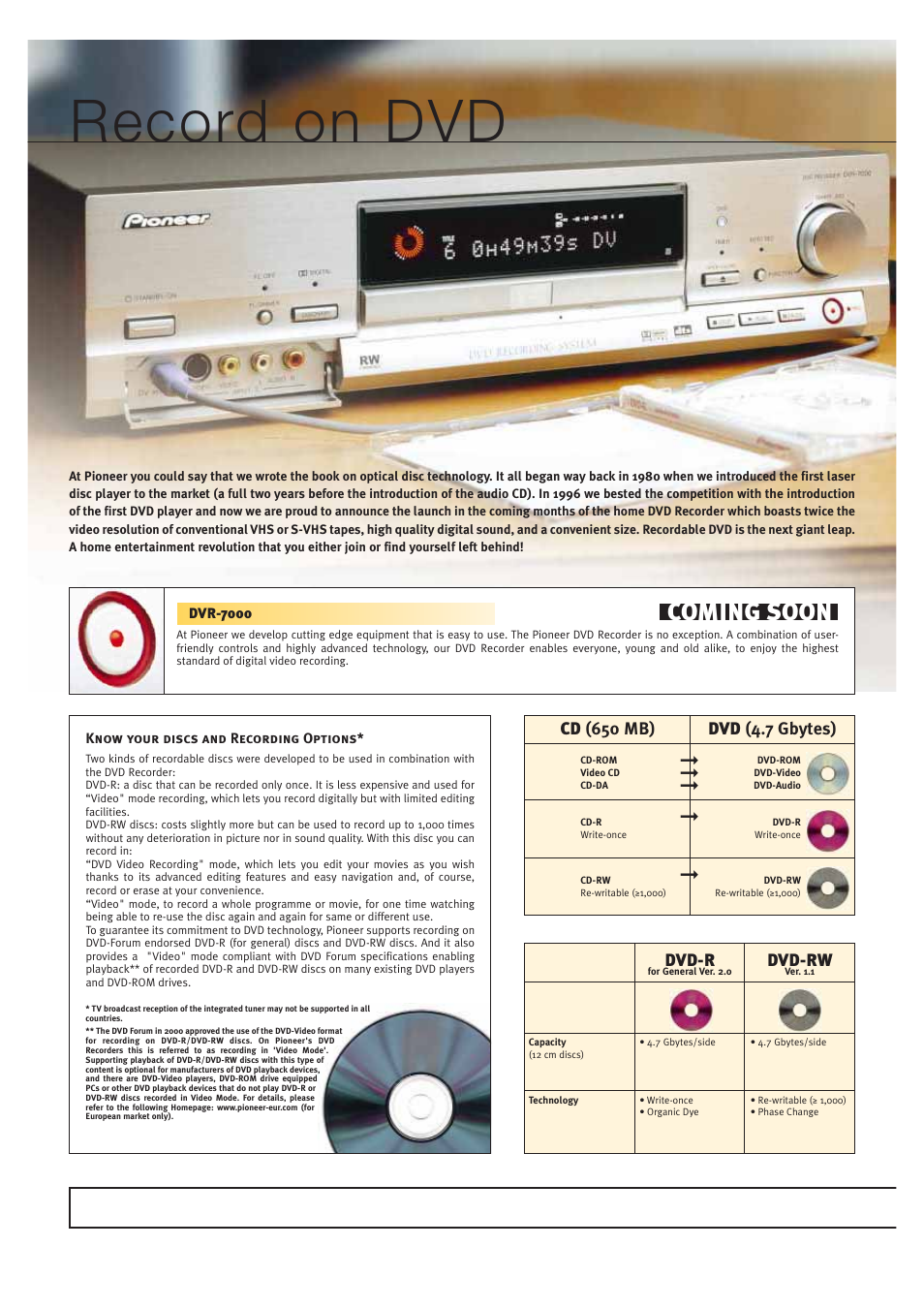 Record on dvd, Coming soon | Pioneer HOME CINEMA SYSTEMS User Manual | Page 14 / 80