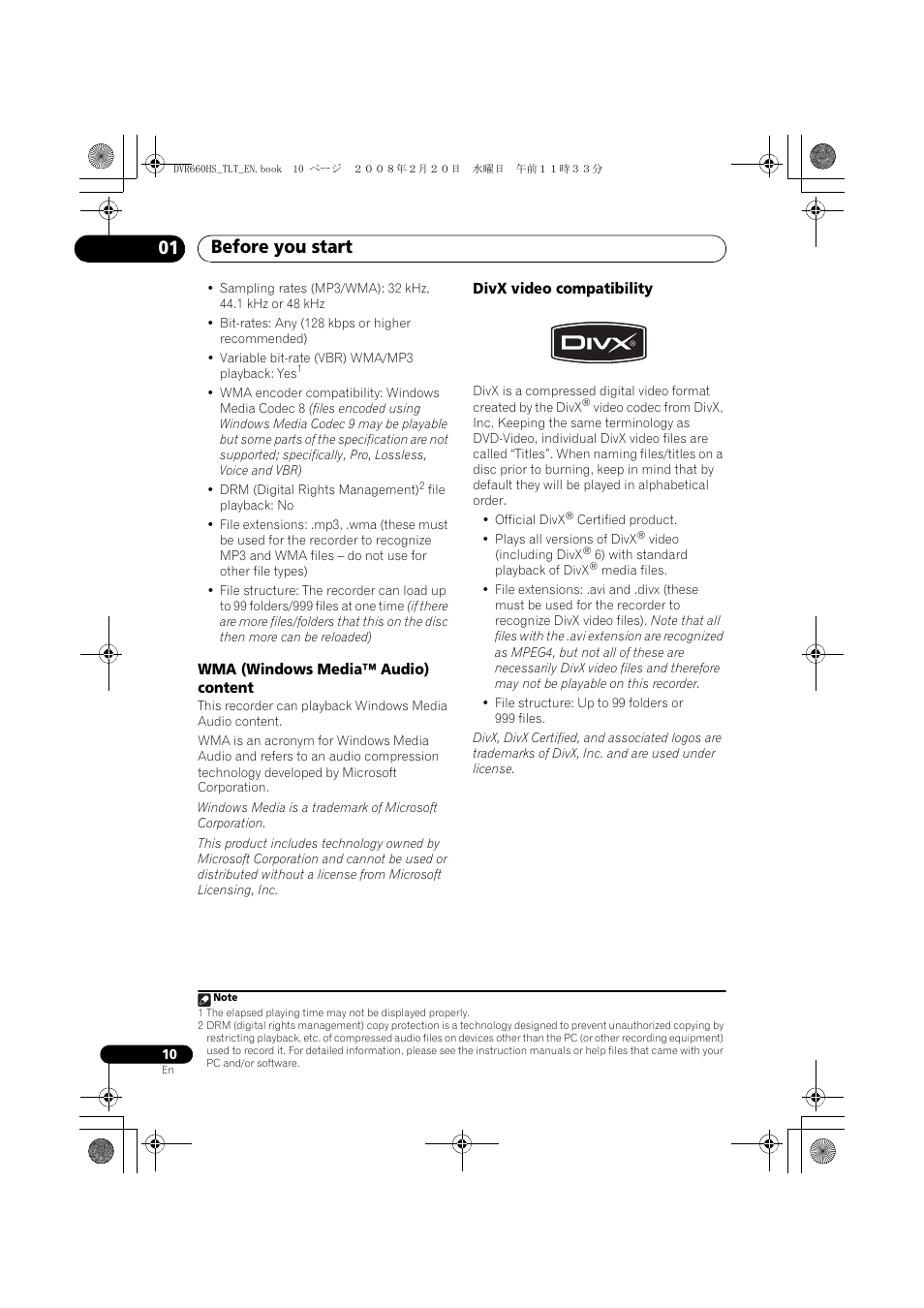 Before you start 01 | Pioneer DVR-660H-S User Manual | Page 10 / 140
