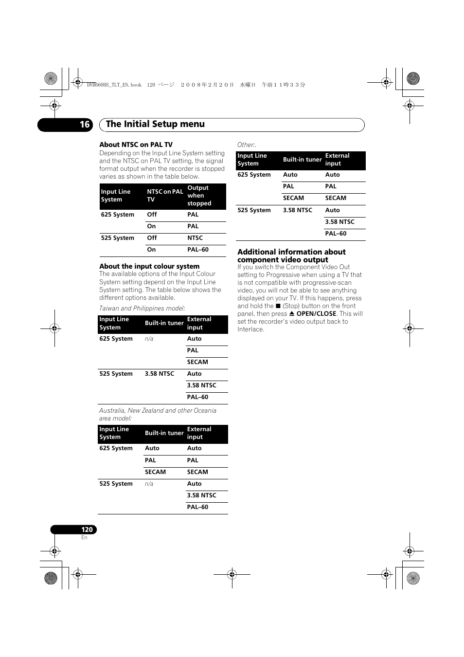 The initial setup menu 16 | Pioneer DVR-660H-S User Manual | Page 120 / 140