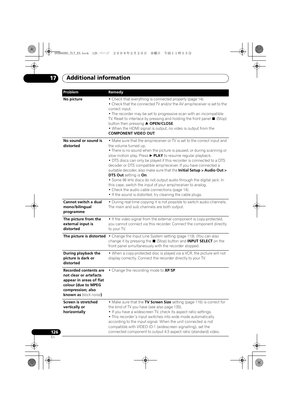 Additional information 17 | Pioneer DVR-660H-S User Manual | Page 126 / 140