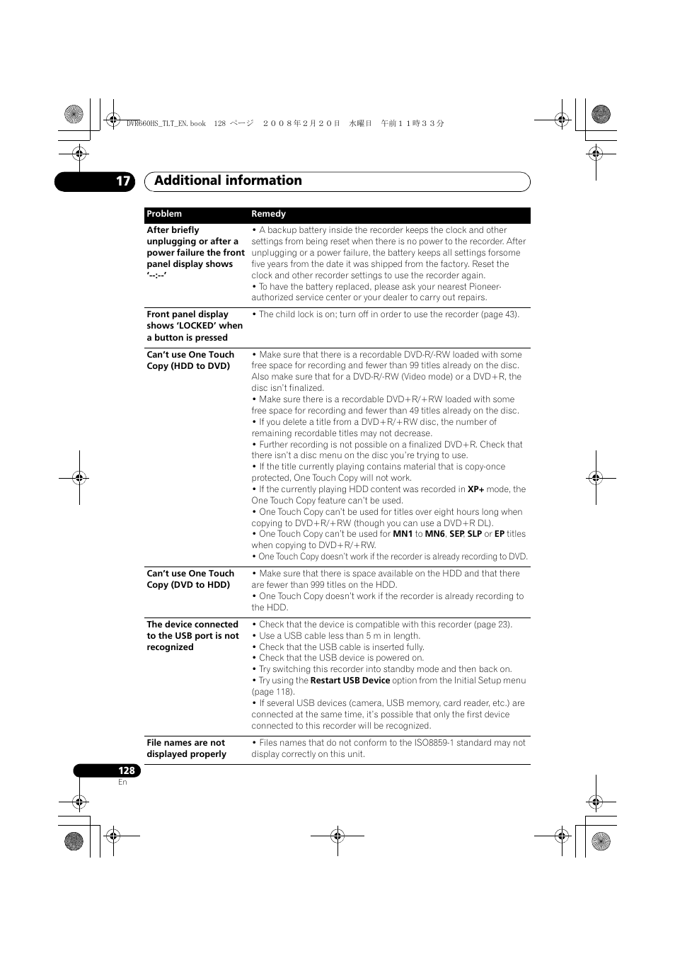 Additional information 17 | Pioneer DVR-660H-S User Manual | Page 128 / 140