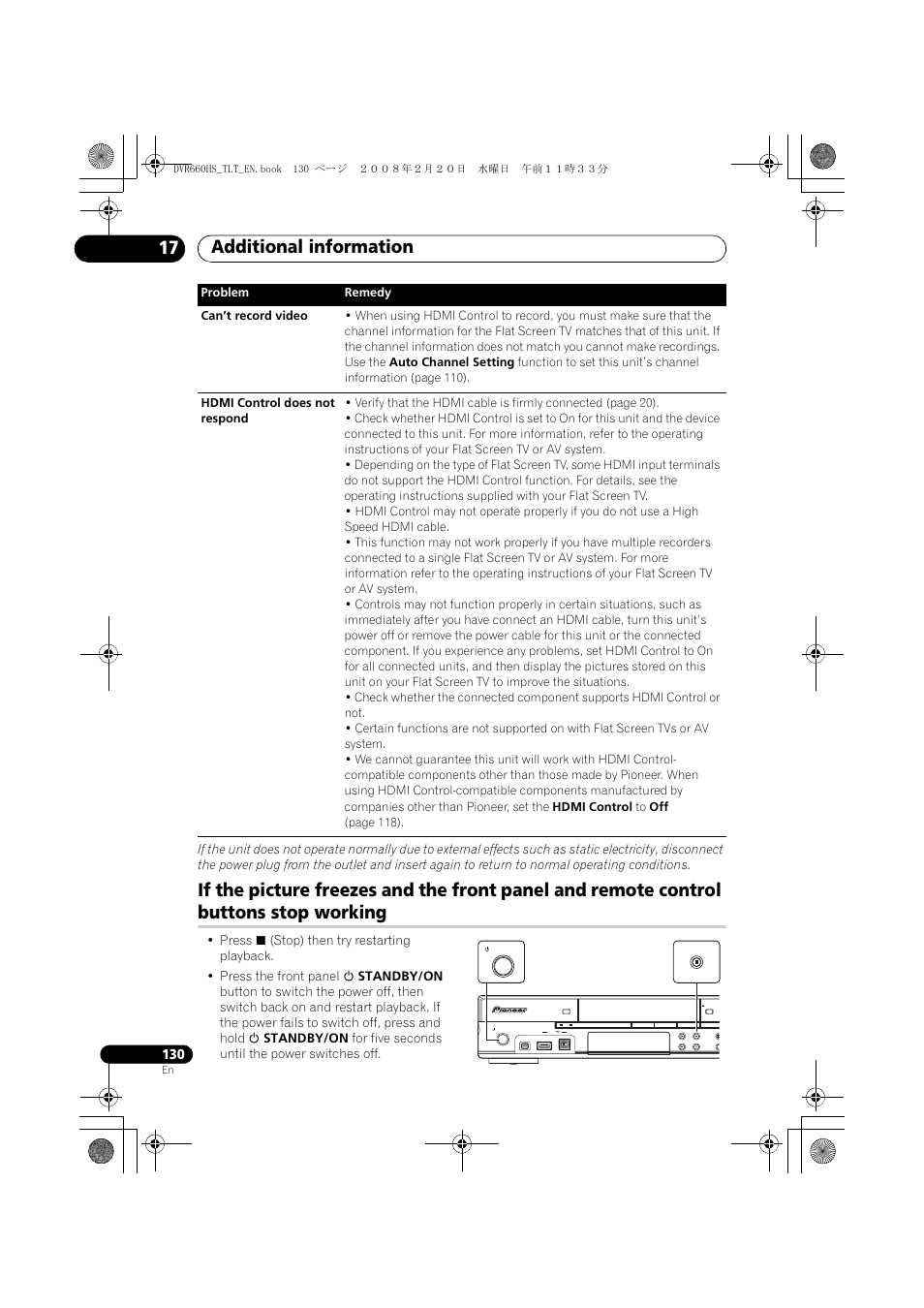 Additional information 17 | Pioneer DVR-660H-S User Manual | Page 130 / 140