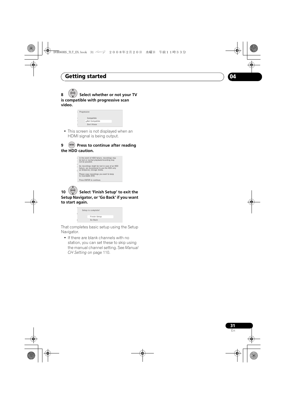 Getting started | Pioneer DVR-660H-S User Manual | Page 31 / 140