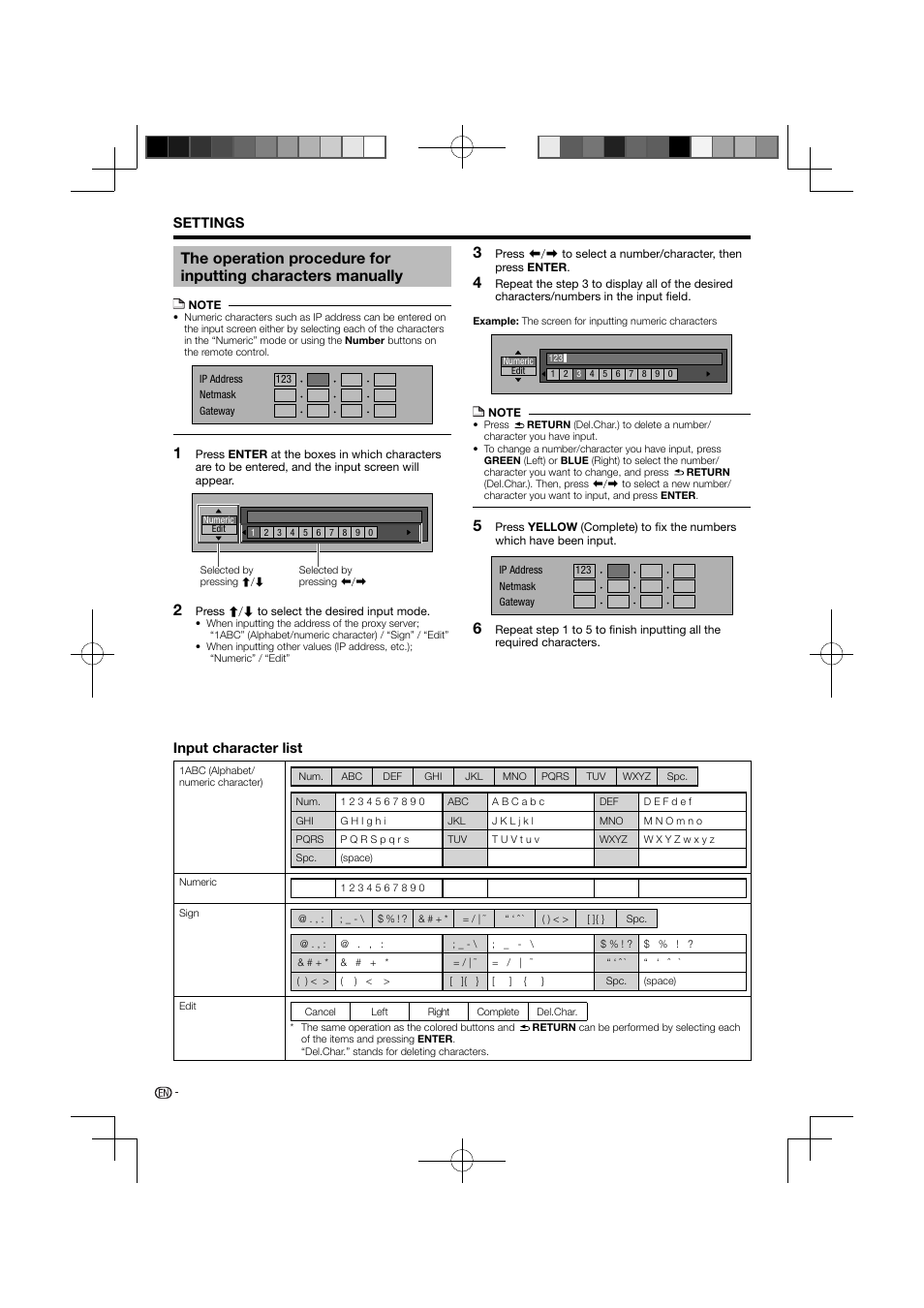 The operation procedure for inputting characters, Manually | Pioneer BDP-121 User Manual | Page 44 / 107