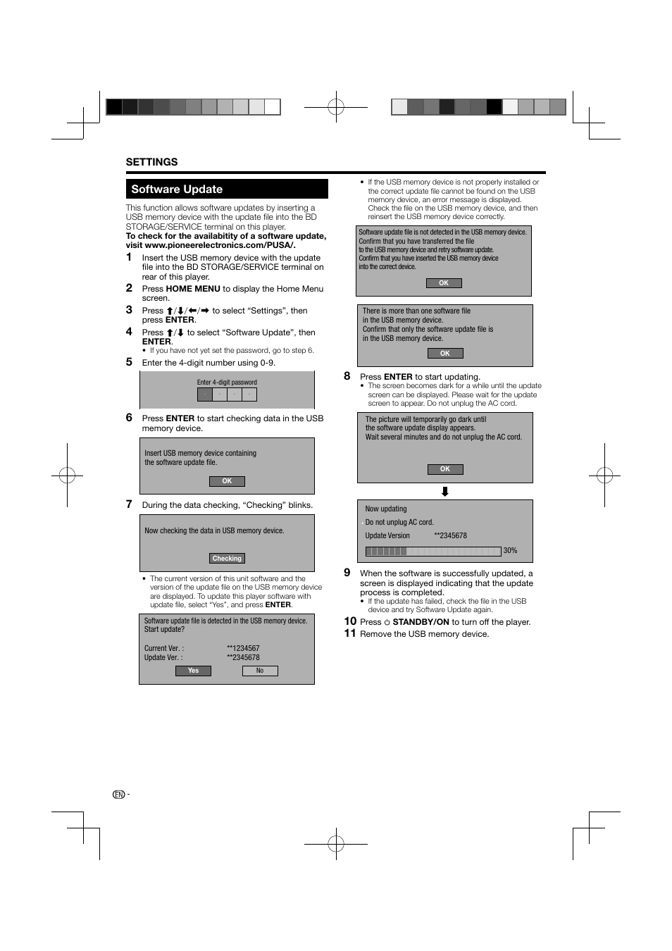 Software update | Pioneer BDP-121 User Manual | Page 46 / 107