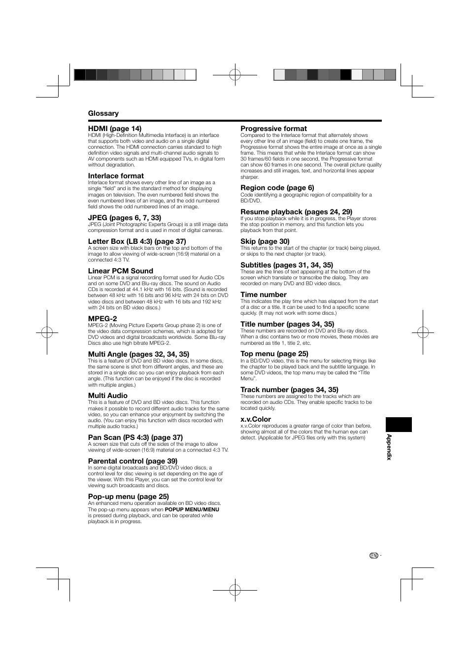 Glossary –51 | Pioneer BDP-121 User Manual | Page 53 / 107