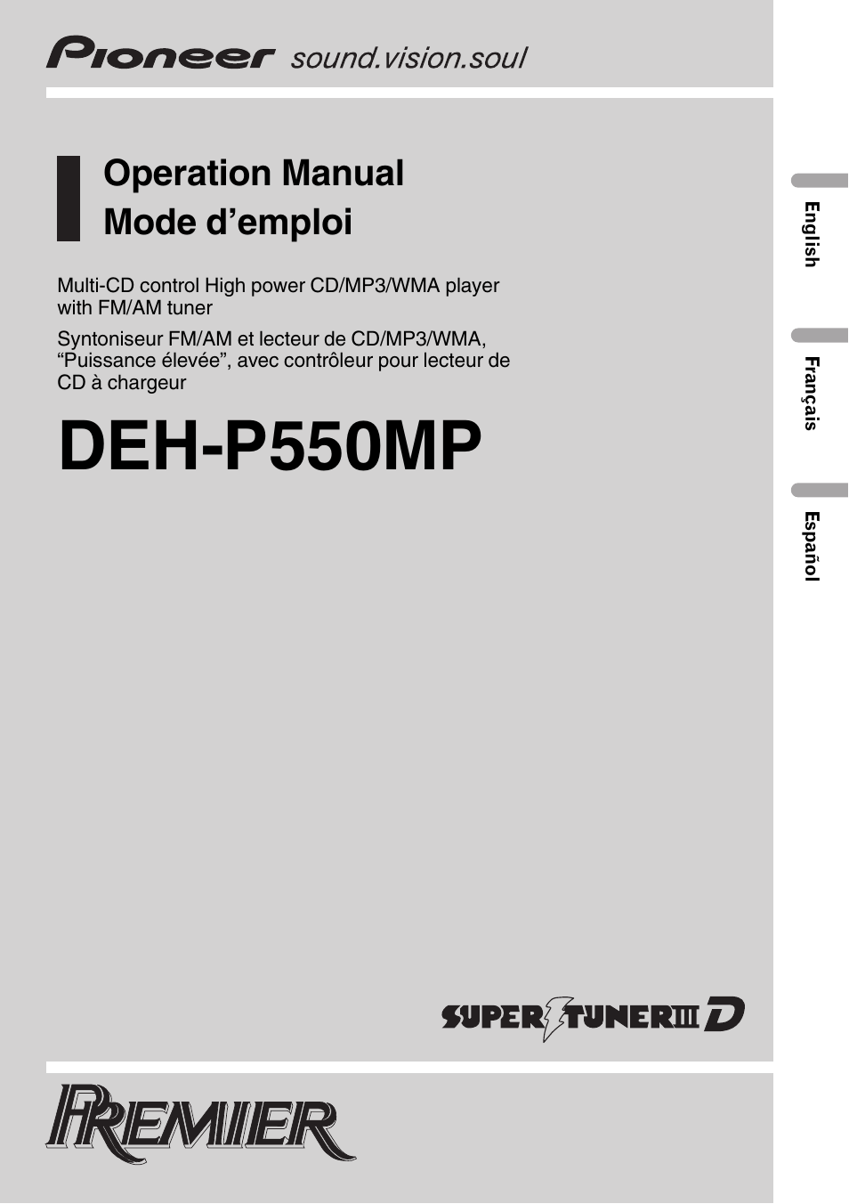 Pioneer DEH-P550MP User Manual | 164 pages