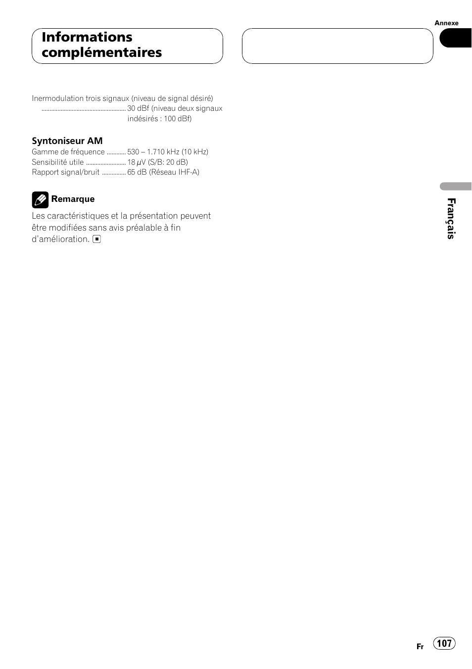 Informations complémentaires | Pioneer DEH-P550MP User Manual | Page 107 / 164