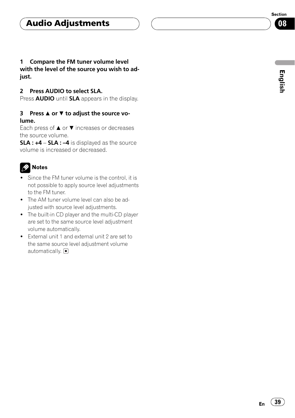 Audio adjustments | Pioneer DEH-P550MP User Manual | Page 39 / 164