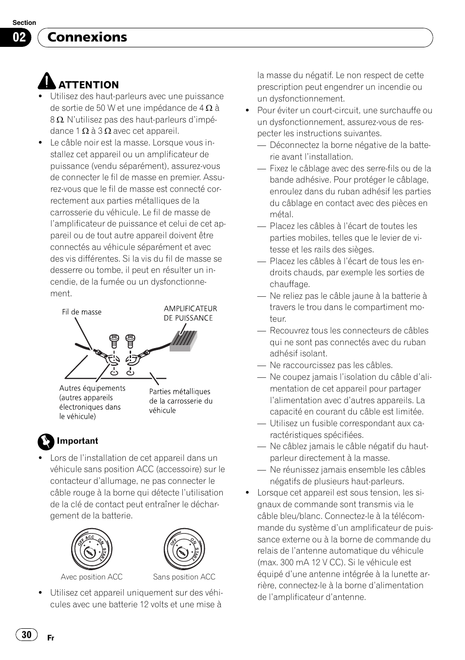Connexions | Pioneer DEH-22UB User Manual | Page 30 / 60