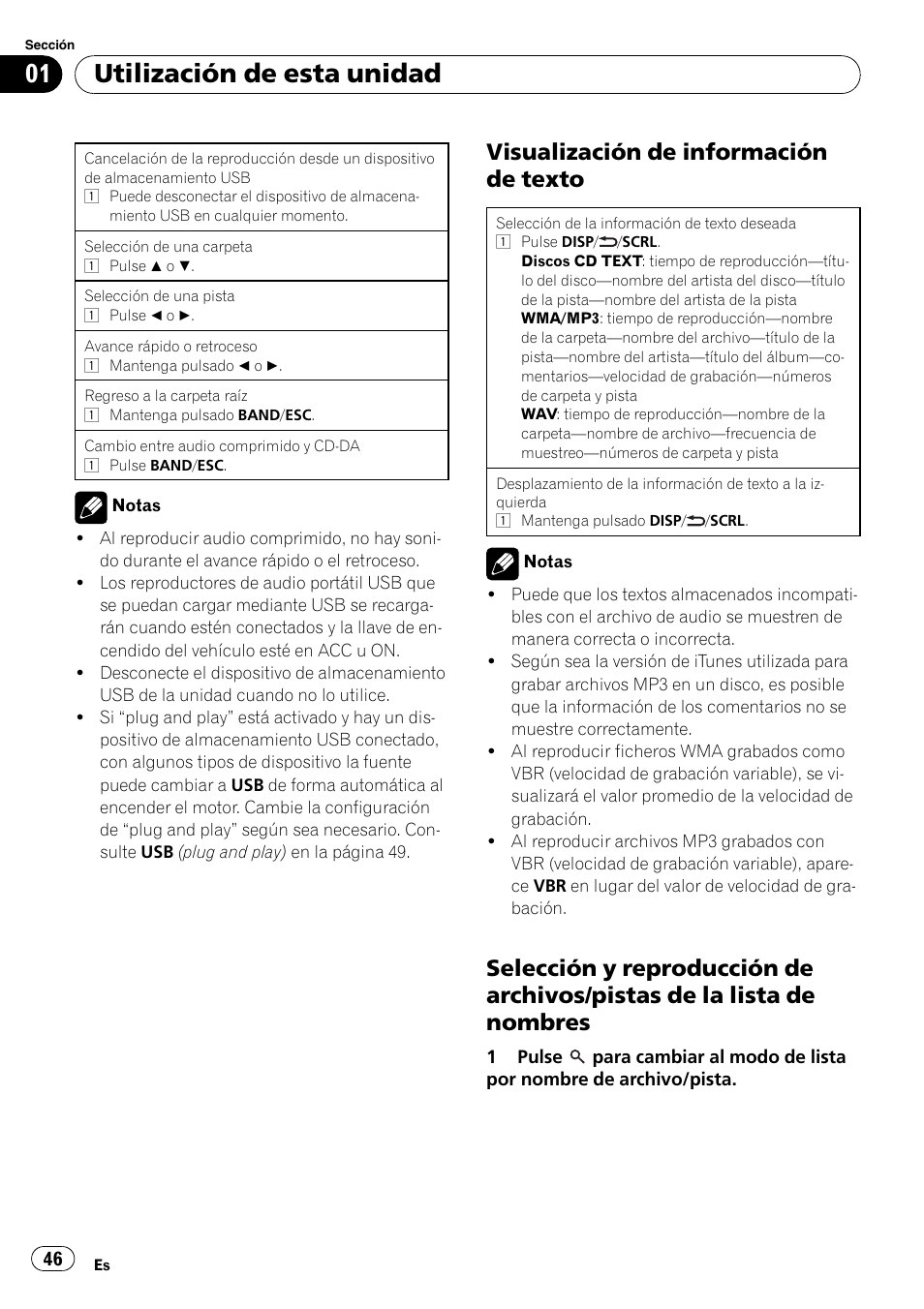 Utilización de esta unidad, Visualización de información de texto | Pioneer DEH-22UB User Manual | Page 46 / 60