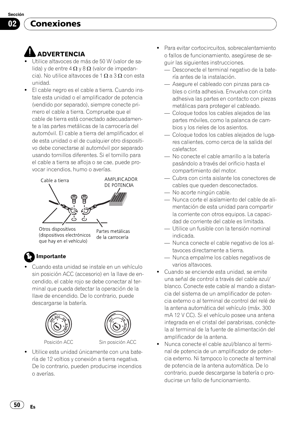 Conexiones | Pioneer DEH-22UB User Manual | Page 50 / 60