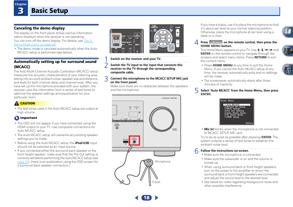 Basic setup, Canceling the demo display, 03 basic setup | Pioneer VSX-522-K User Manual | Page 18 / 39