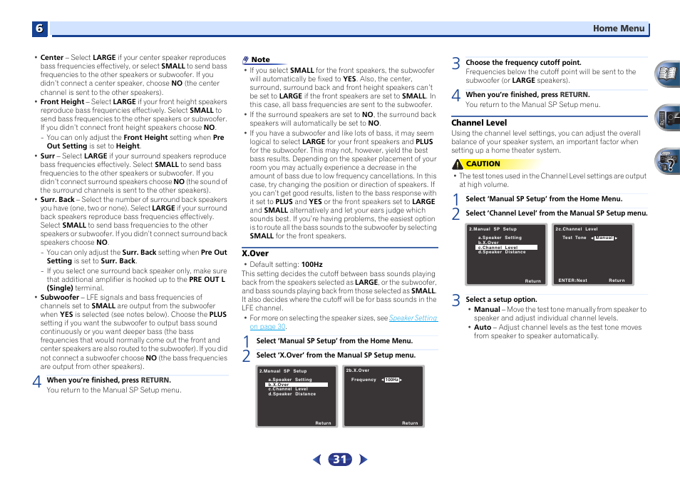 X.over, Channel level | Pioneer VSX-522-K User Manual | Page 31 / 39