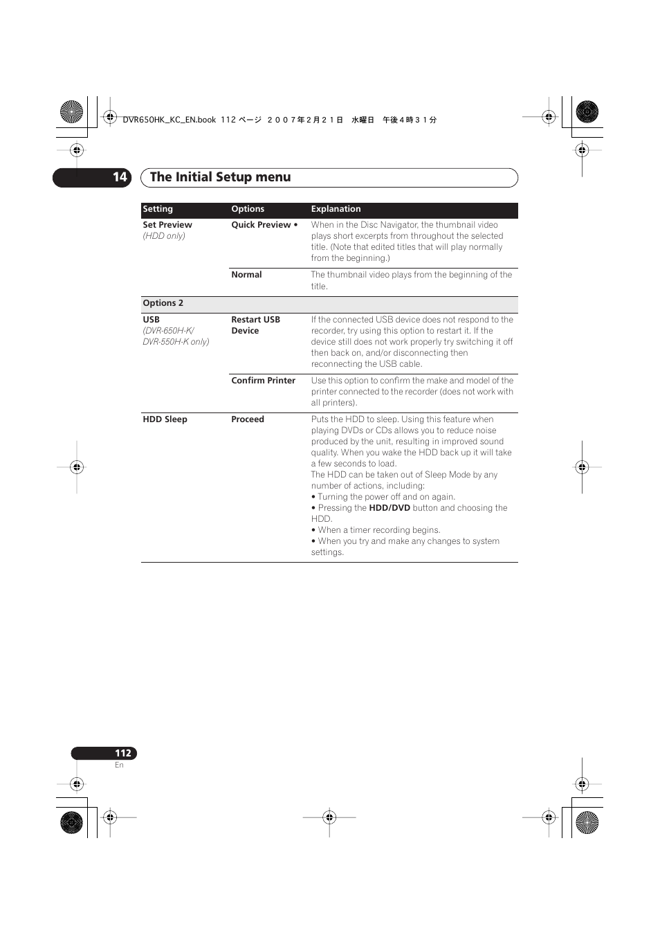 The initial setup menu 14 | Pioneer DVR-650H-K User Manual | Page 112 / 130