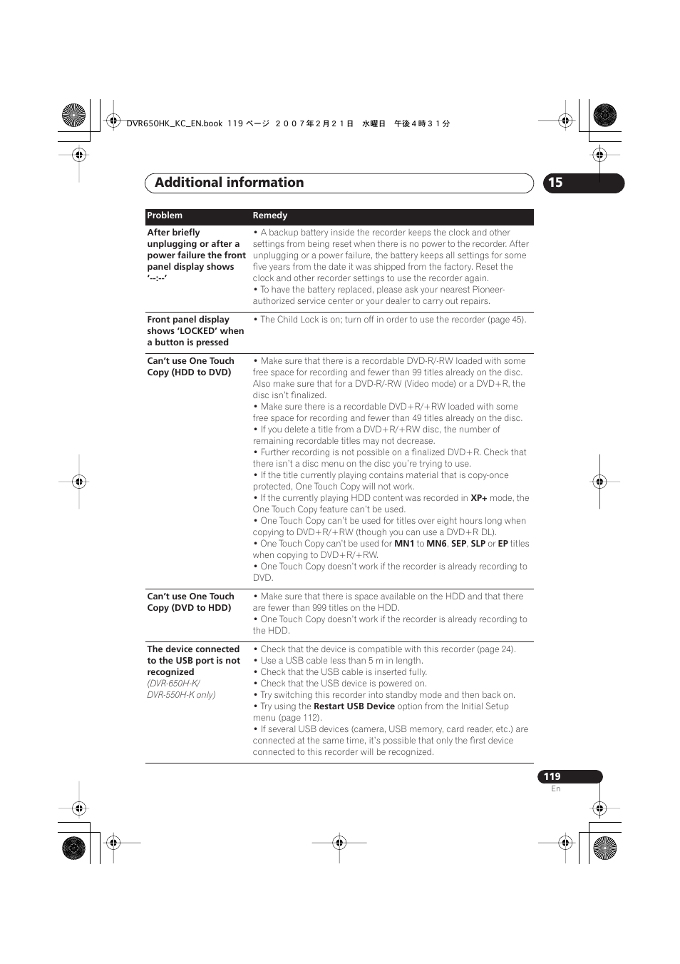 Additional information | Pioneer DVR-650H-K User Manual | Page 119 / 130