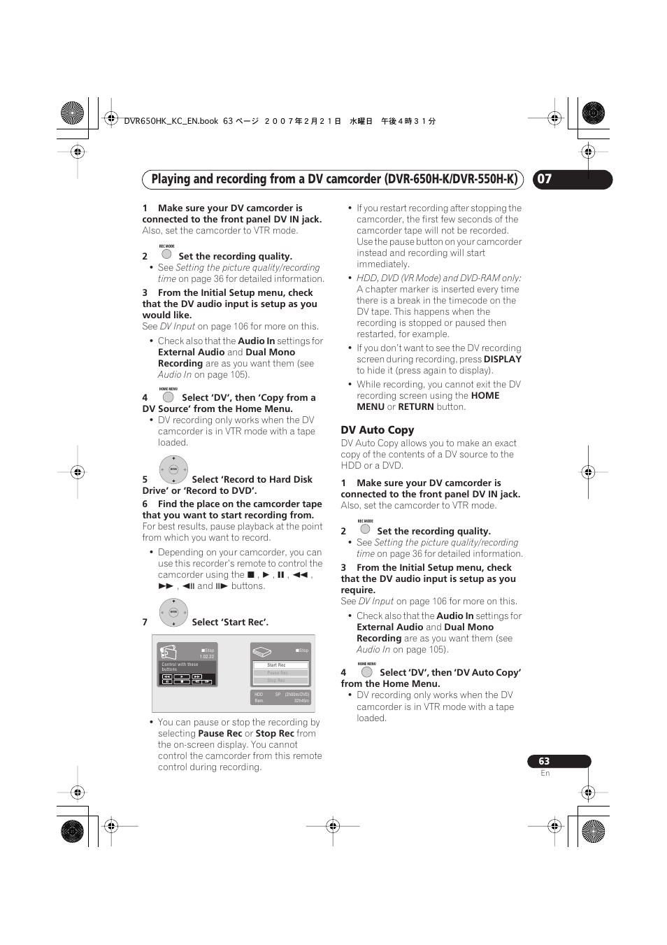 Pioneer DVR-650H-K User Manual | Page 63 / 130