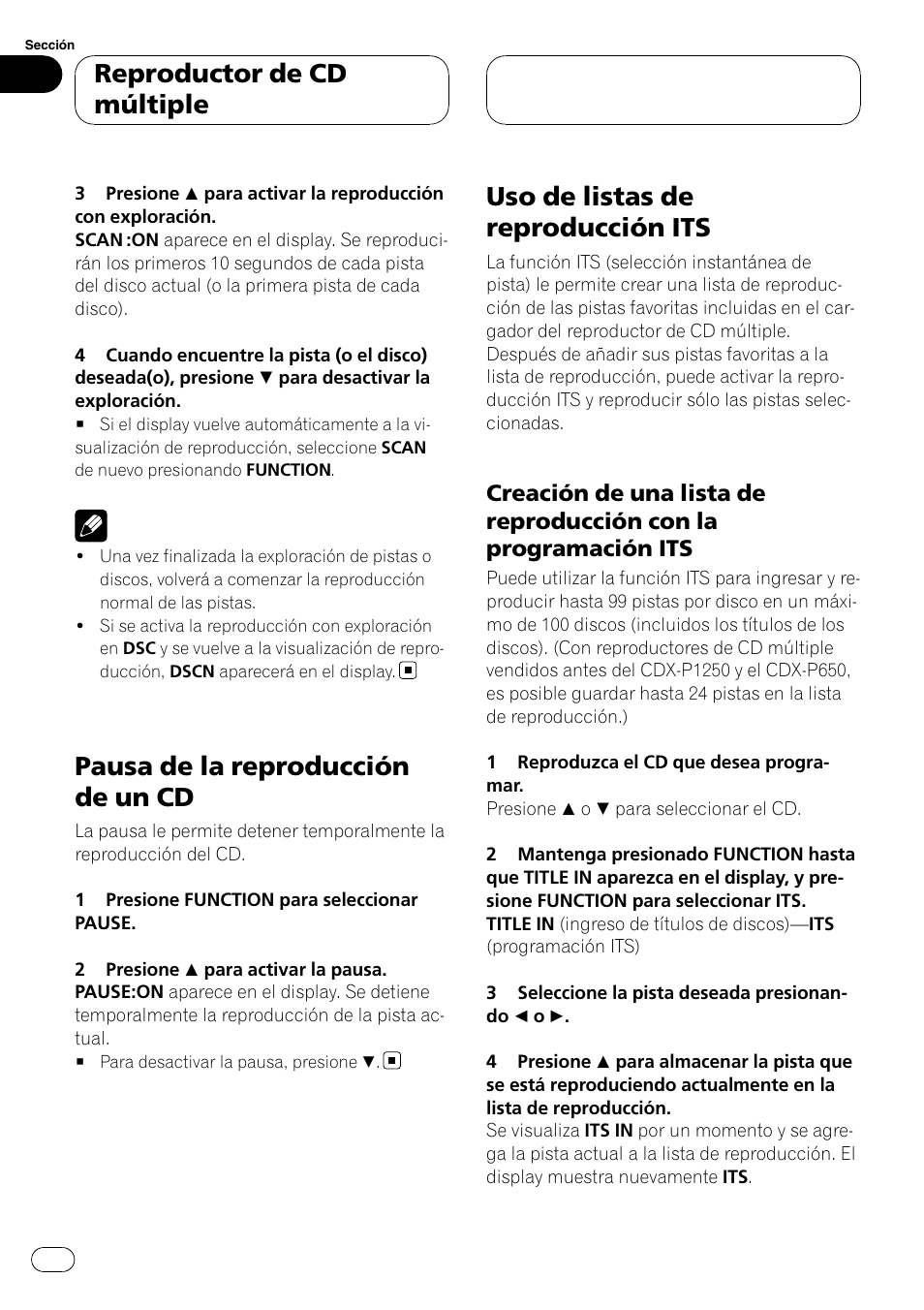 Pausa de la reproducción de un cd, Uso de listas de reproducción its, Creación de una lista de reproducción | Con la programación its, Reproductor de cd múltiple | Pioneer DEH-P3900MP User Manual | Page 112 / 132
