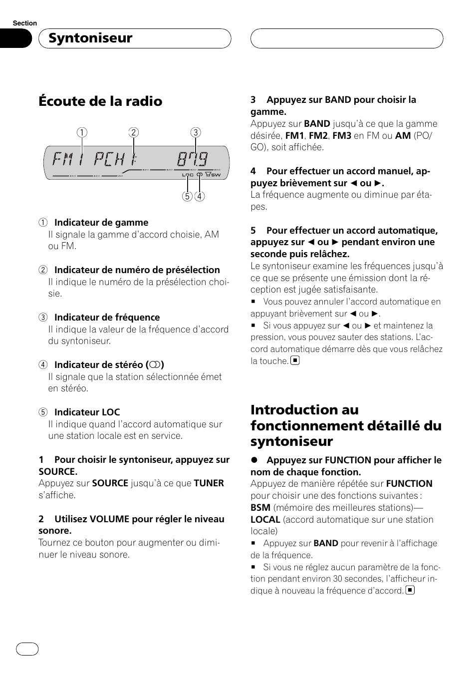 Syntoniseur écoute de la radio, Introduction au fonctionnement détaillé du, Syntoniseur | Écoute de la radio | Pioneer DEH-P3900MP User Manual | Page 54 / 132