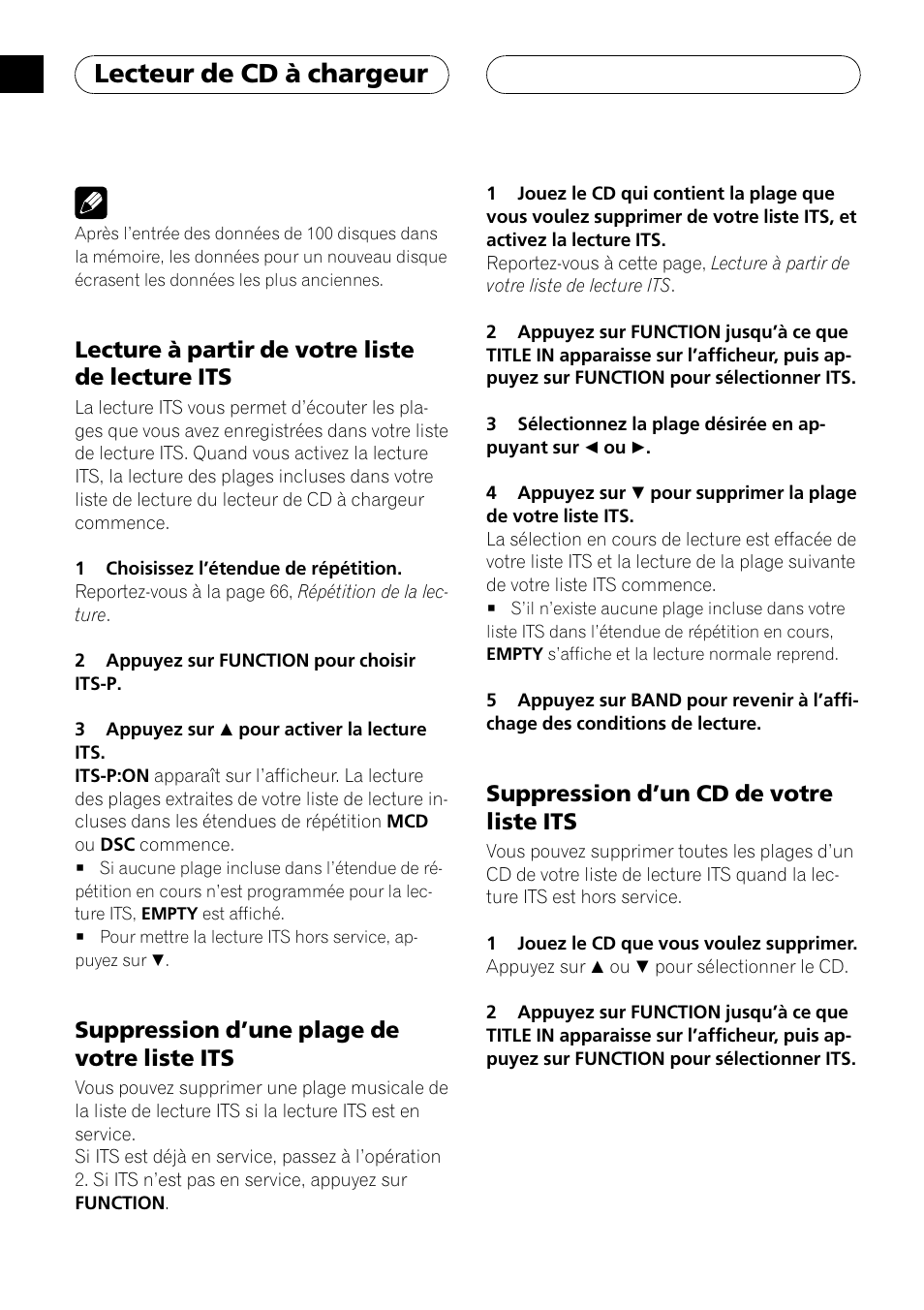 Lecture à partir de votre liste de lecture, Suppression d’une plage de votre liste, Suppression d’un cd de votre liste | Lecteur de cd à chargeur, Lecture à partir de votre liste de lecture its, Suppression d ’une plage de votre liste its, Suppression d ’un cd de votre liste its | Pioneer DEH-P3900MP User Manual | Page 68 / 132
