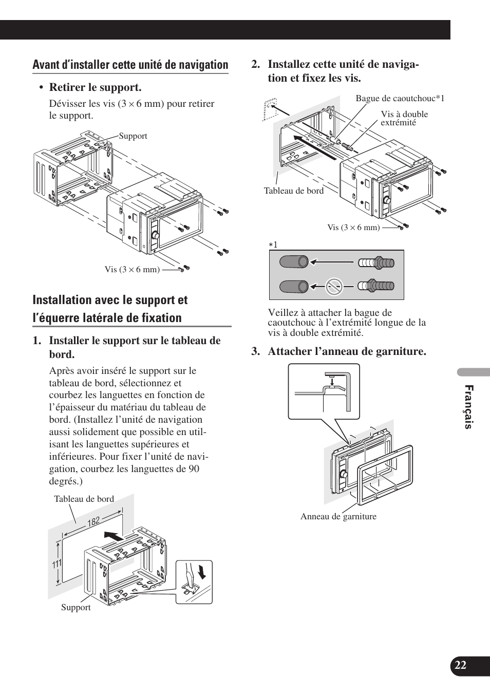 Avant d’installer cette unité de navigation | Pioneer AVIC-D3 User Manual | Page 107 / 169