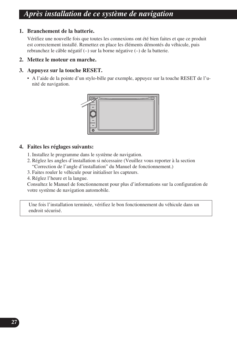 Après installation de ce système, De navigation, Après installation de ce système de navigation | Pioneer AVIC-D3 User Manual | Page 112 / 169