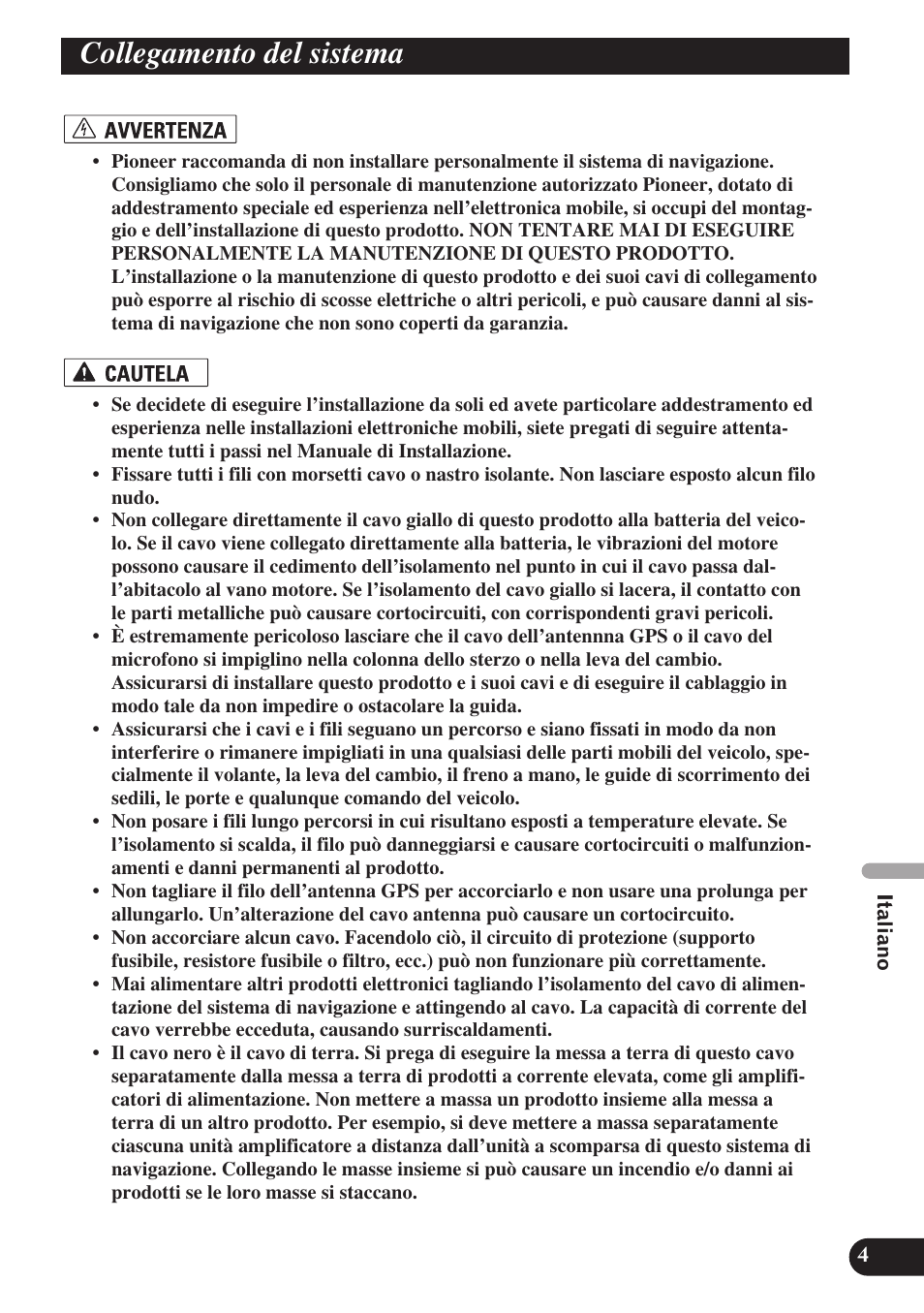 Collegamento del sistema | Pioneer AVIC-D3 User Manual | Page 117 / 169