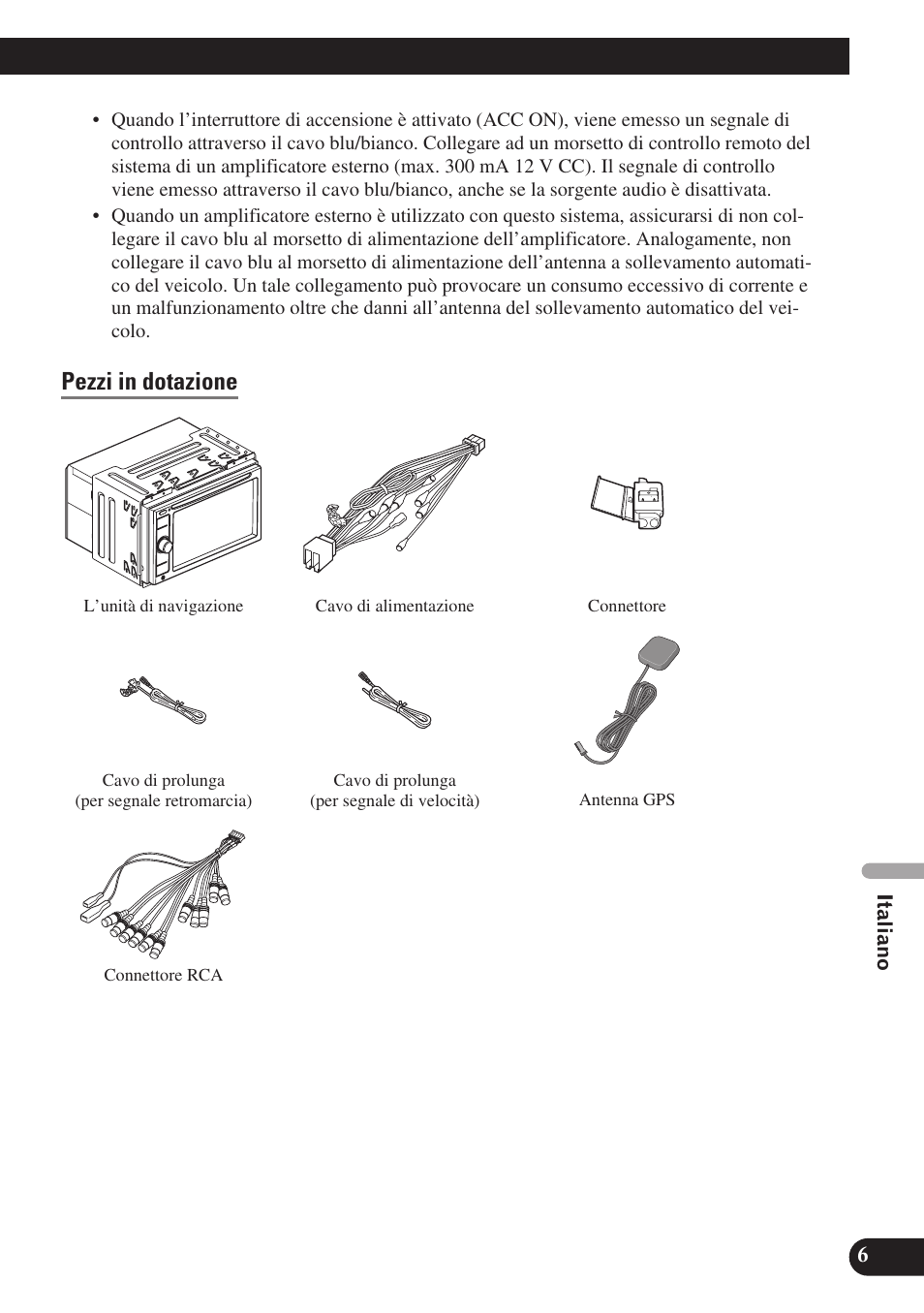 Pezzi in dotazione | Pioneer AVIC-D3 User Manual | Page 119 / 169