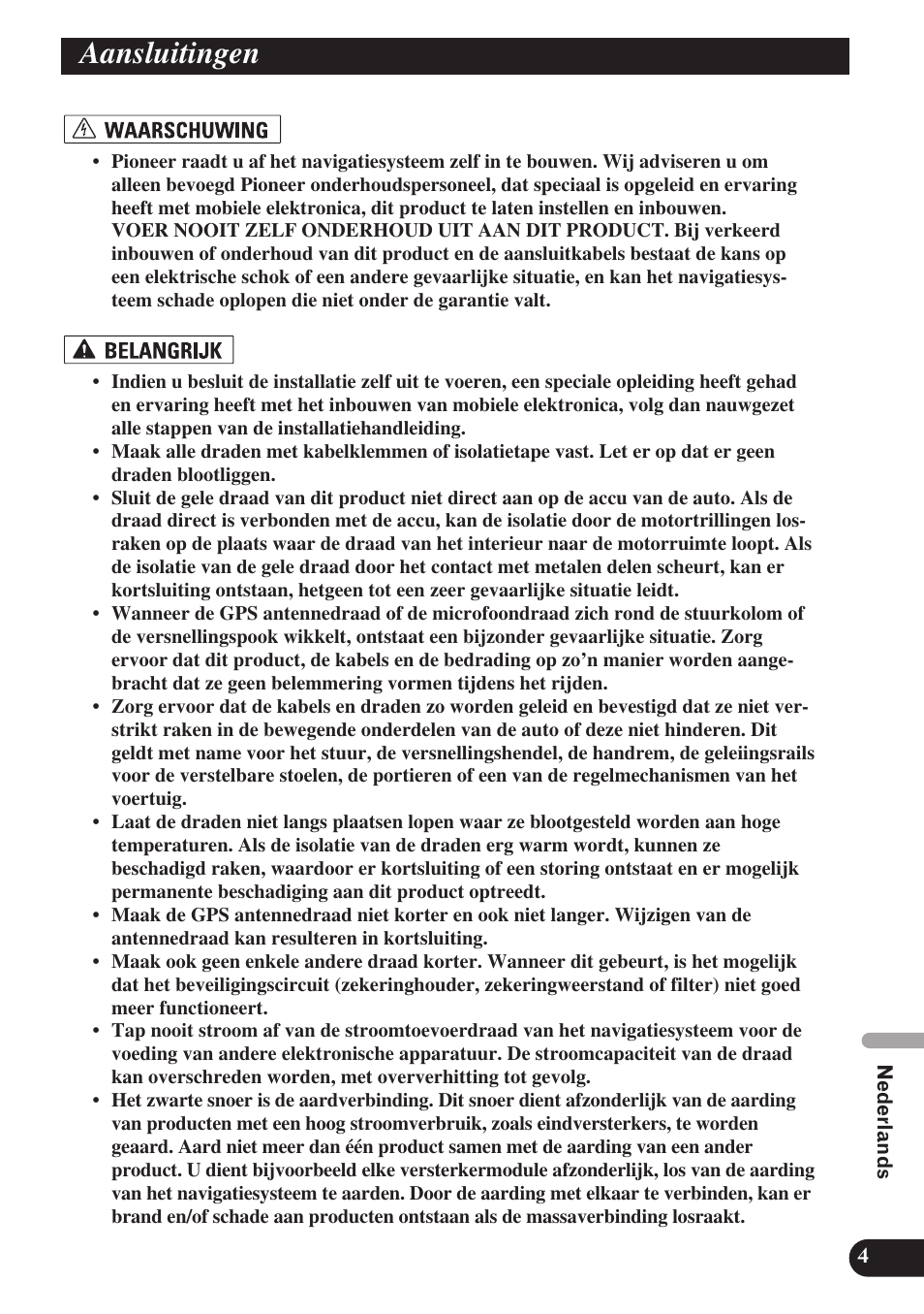 Aansluitingen | Pioneer AVIC-D3 User Manual | Page 145 / 169