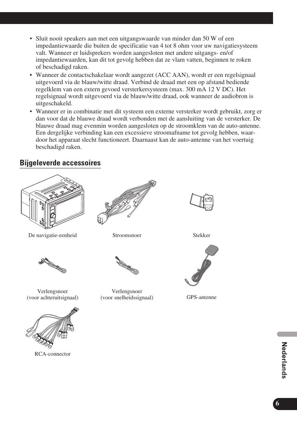 Bijgeleverde accessoires | Pioneer AVIC-D3 User Manual | Page 147 / 169