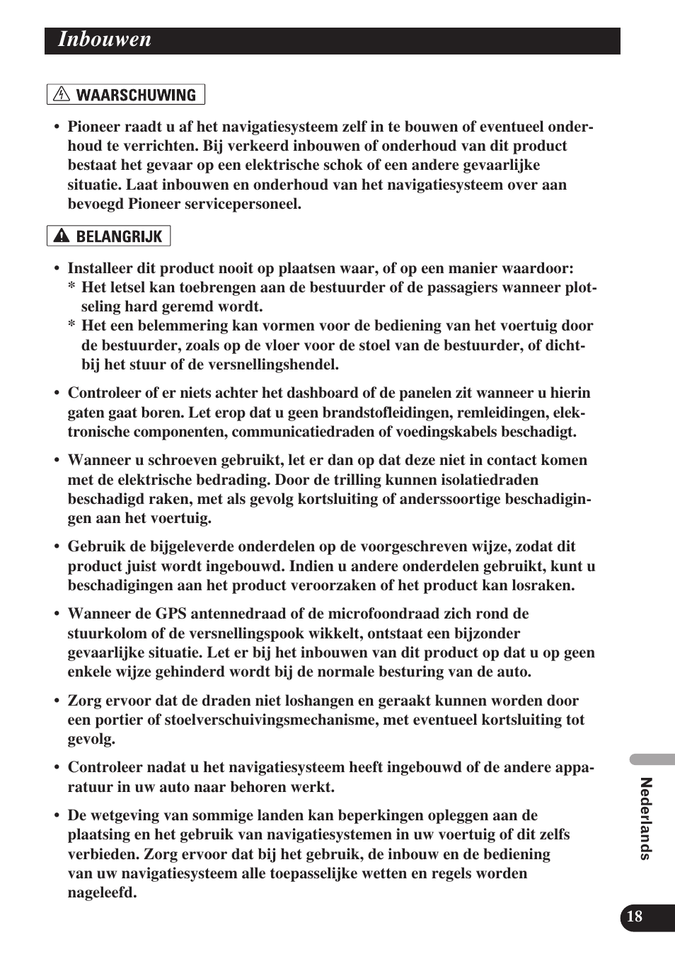 Inbouwen | Pioneer AVIC-D3 User Manual | Page 159 / 169