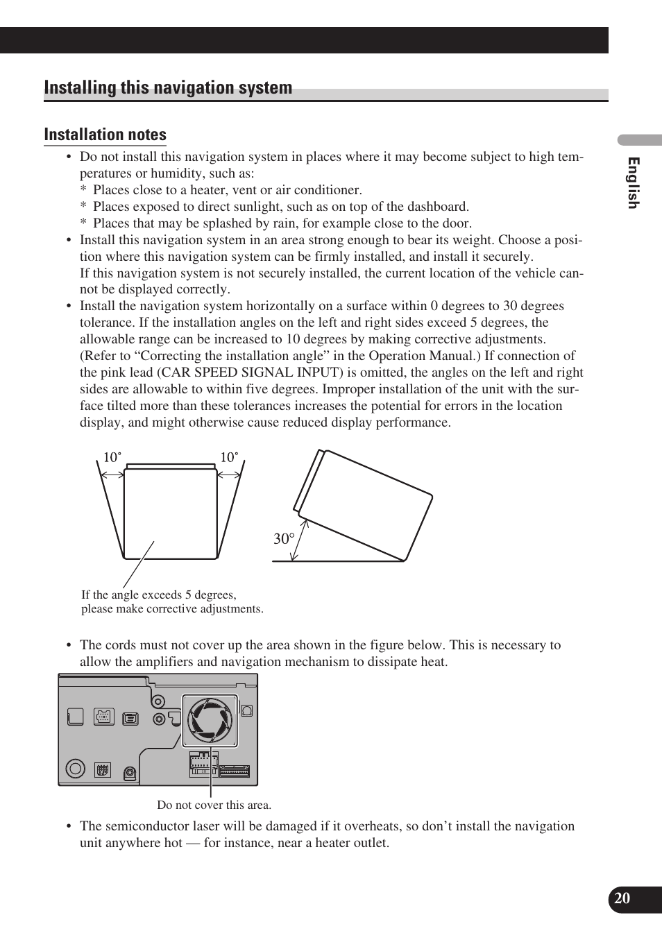 Installing this navigation system, Installation notes | Pioneer AVIC-D3 User Manual | Page 21 / 169