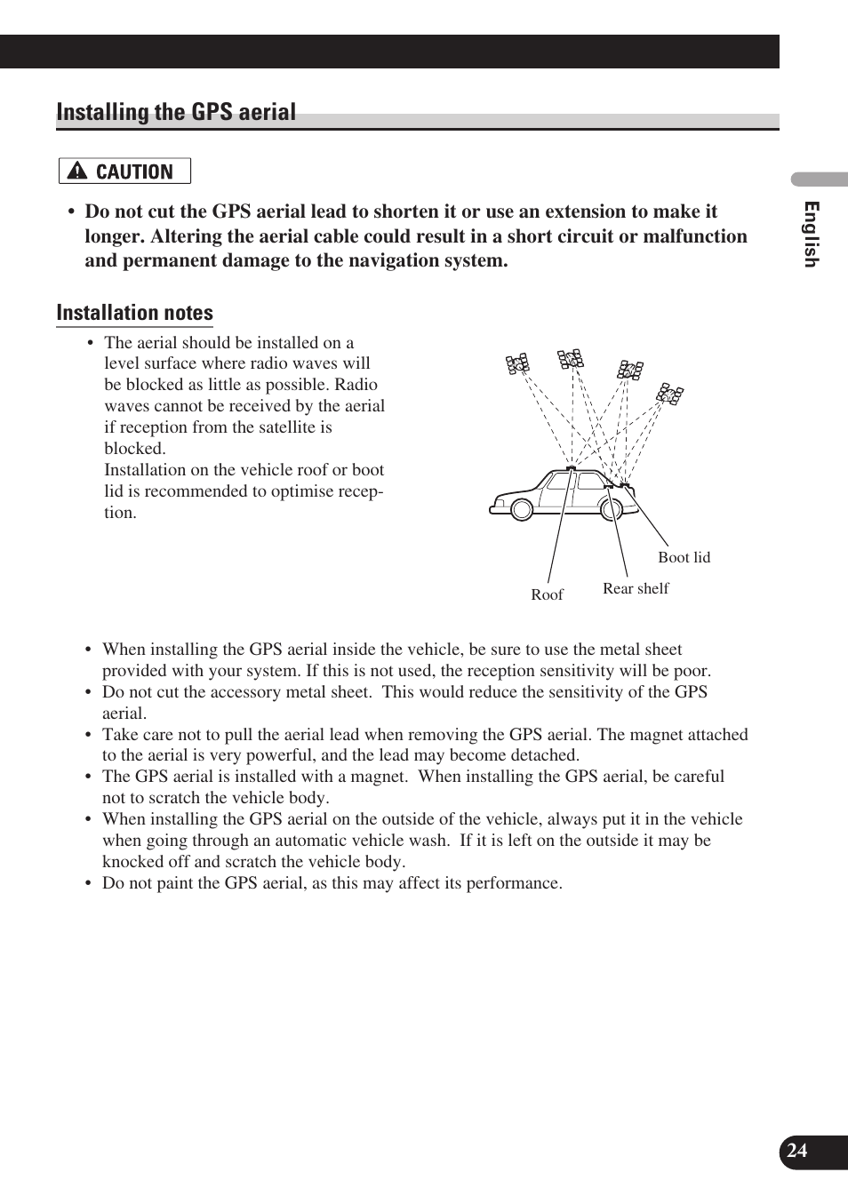 Installing the gps aerial, Installation notes | Pioneer AVIC-D3 User Manual | Page 25 / 169