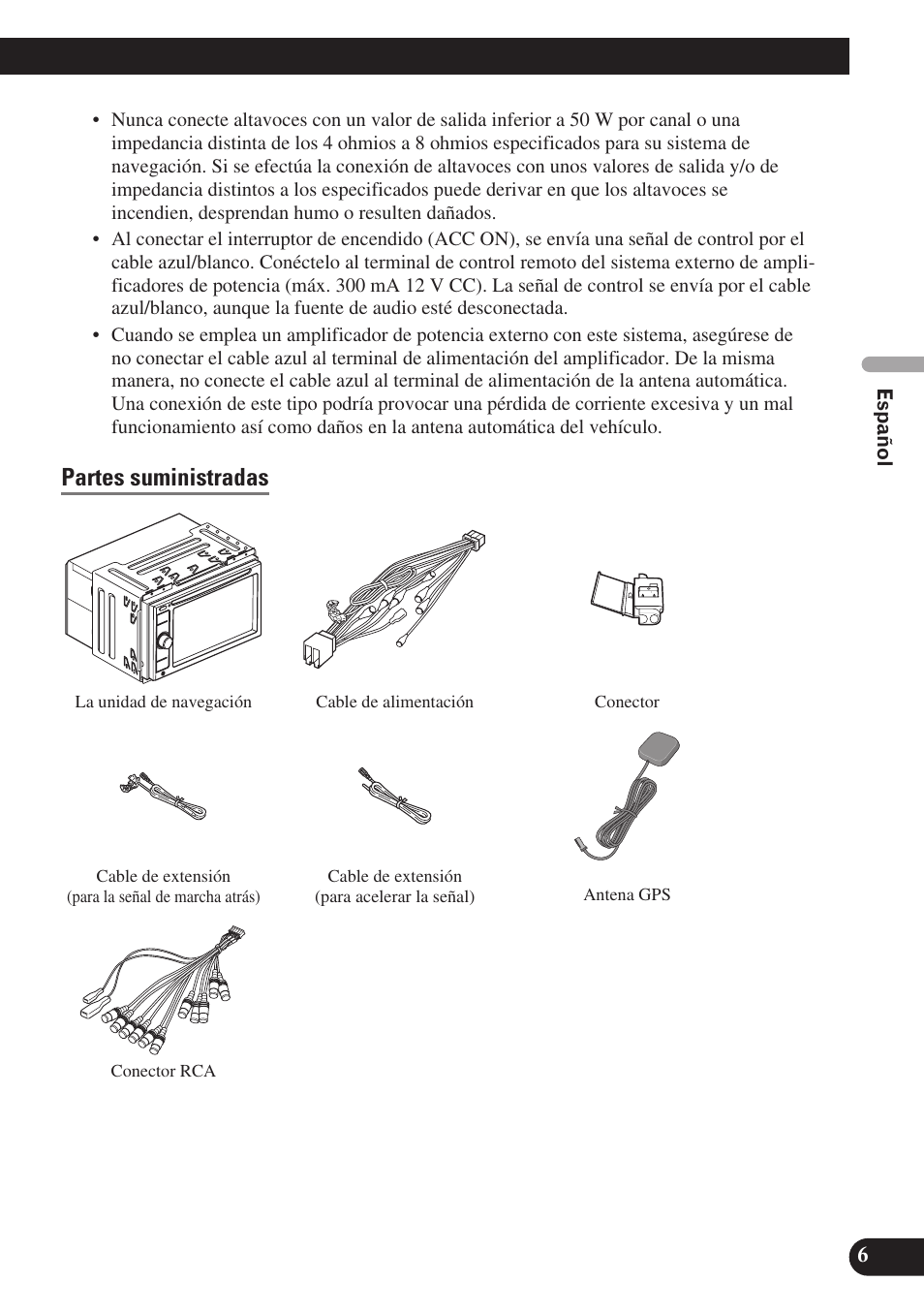 Partes suministradas | Pioneer AVIC-D3 User Manual | Page 35 / 169