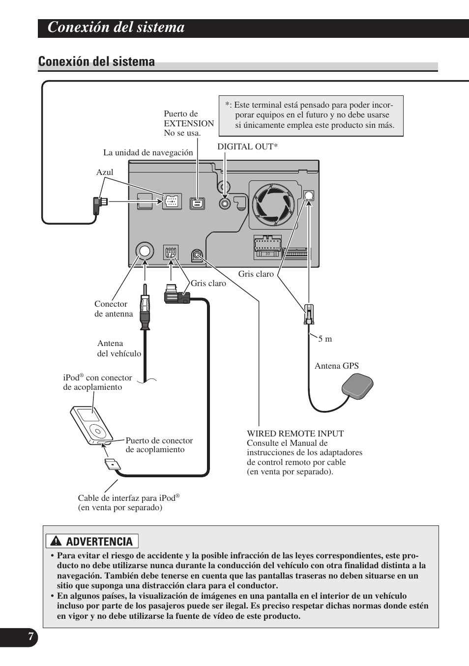 Conexión del sistema | Pioneer AVIC-D3 User Manual | Page 36 / 169