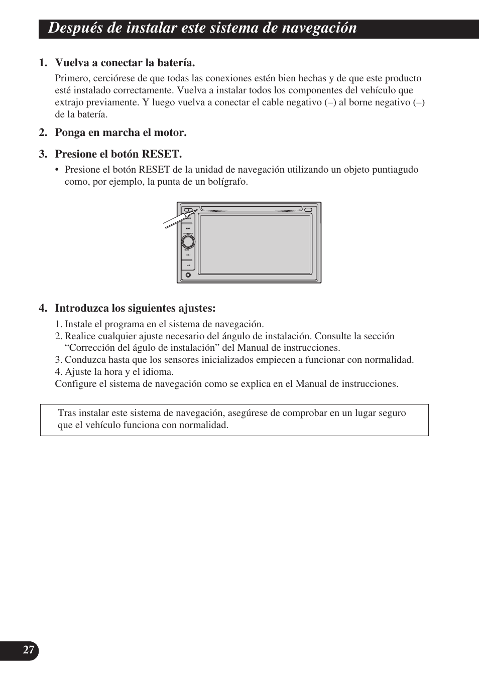 Después de instalar este sistema de, Navegación, Después de instalar este sistema de navegación | Pioneer AVIC-D3 User Manual | Page 56 / 169