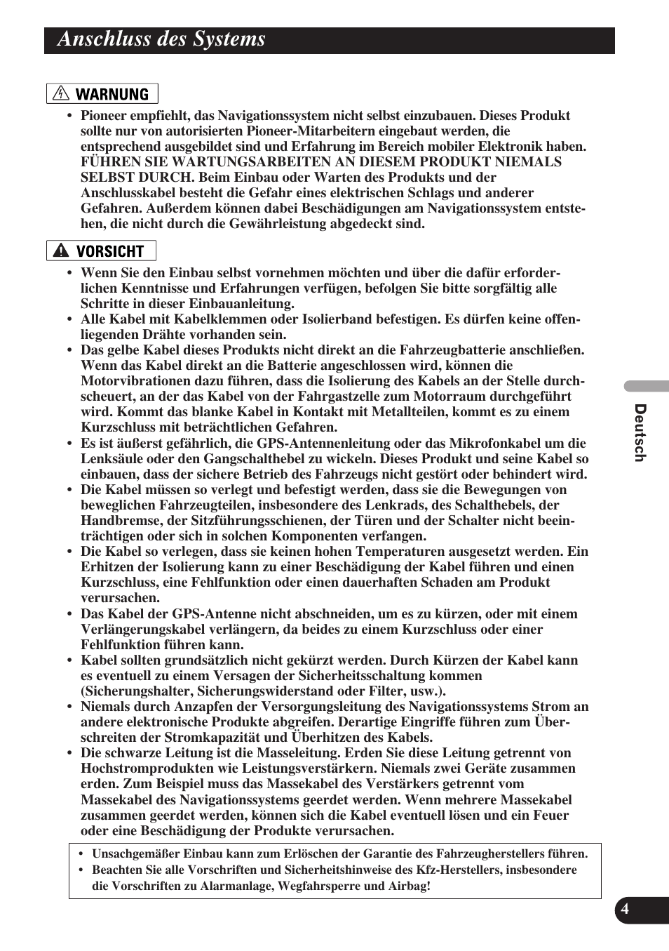 Anschluss des systems | Pioneer AVIC-D3 User Manual | Page 61 / 169