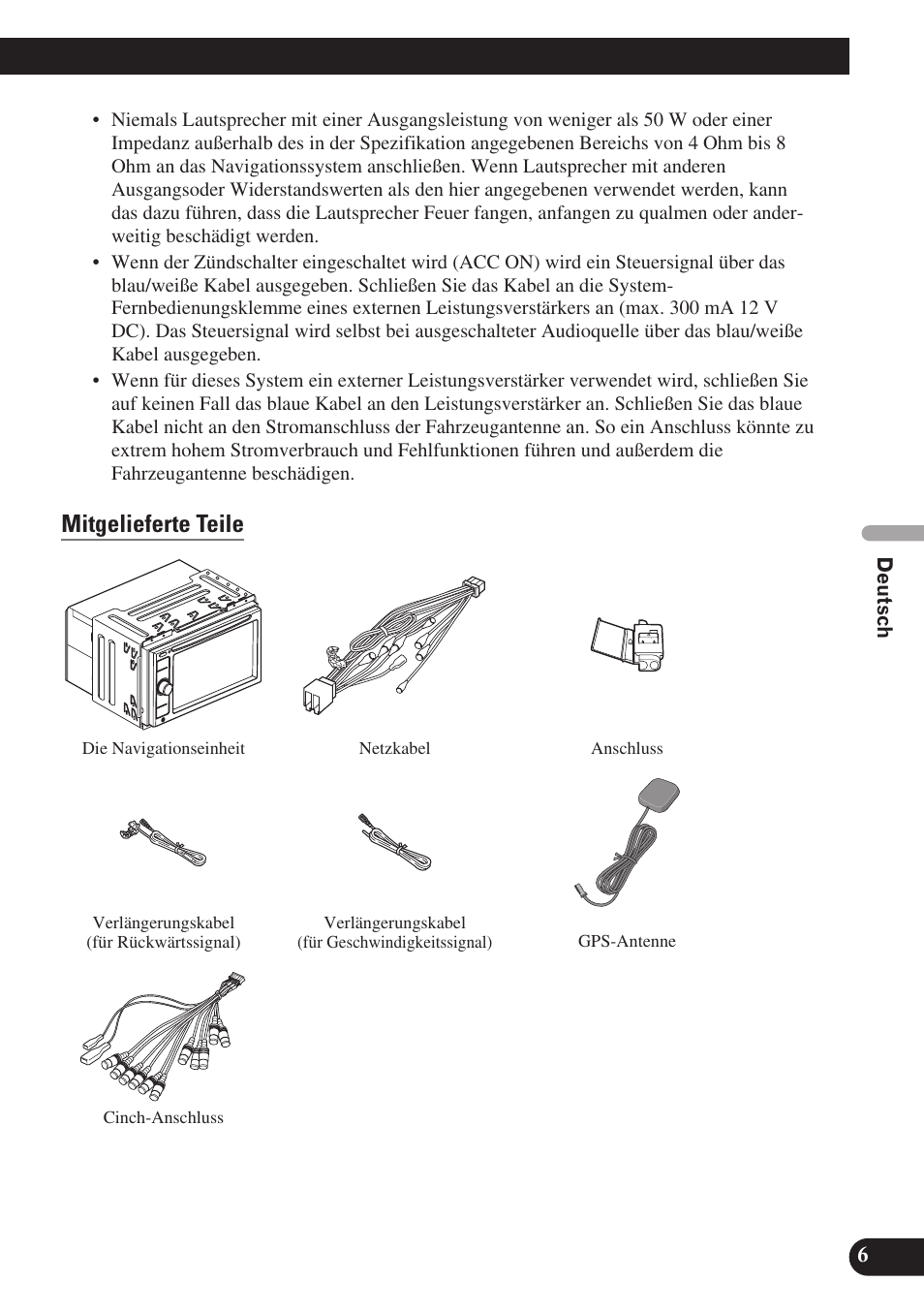 Mitgelieferte teile | Pioneer AVIC-D3 User Manual | Page 63 / 169