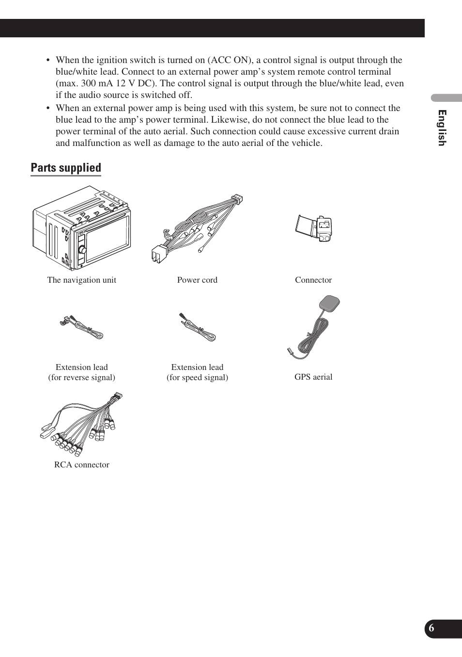 Parts supplied | Pioneer AVIC-D3 User Manual | Page 7 / 169