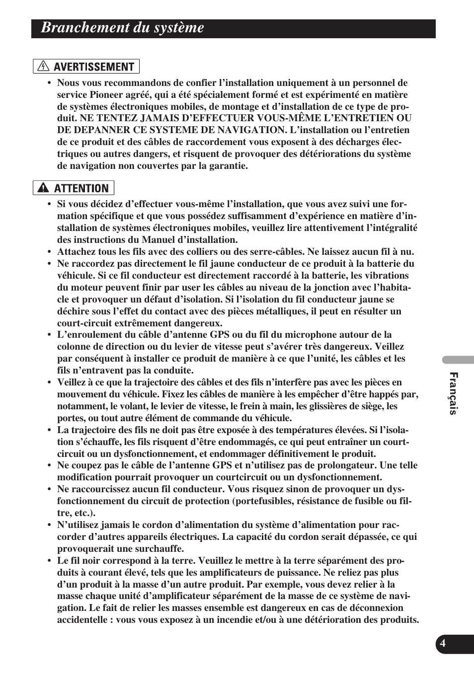 Branchement du système | Pioneer AVIC-D3 User Manual | Page 89 / 169