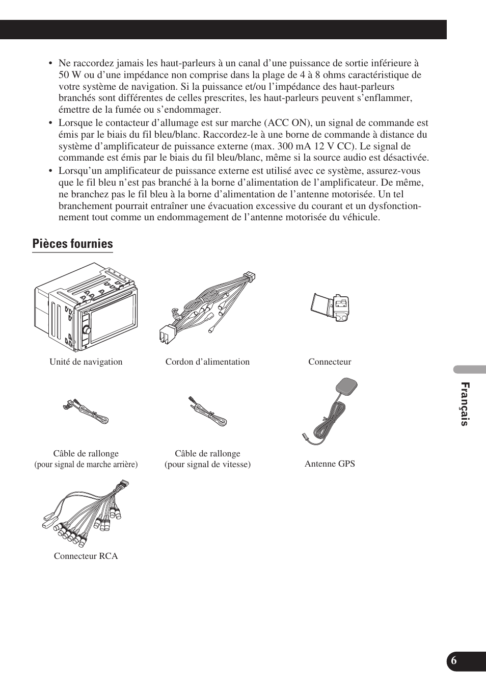 Pièces fournies | Pioneer AVIC-D3 User Manual | Page 91 / 169