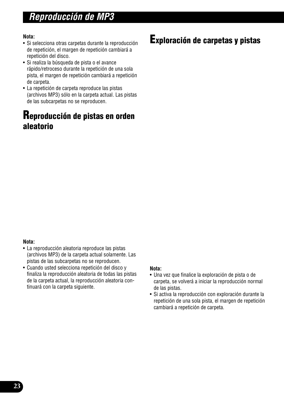 Reproducción de mp3, Eproducción de pistas en orden aleatorio, Xploración de carpetas y pistas | Pioneer DEH-P900HDD User Manual | Page 100 / 156