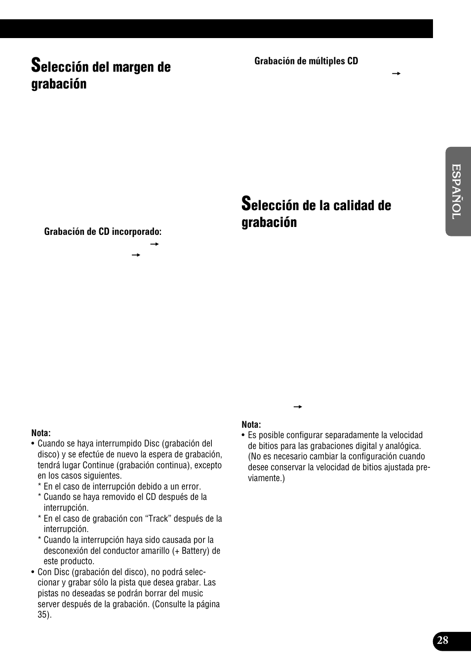 Elección del margen de grabación, Elección de la calidad de grabación | Pioneer DEH-P900HDD User Manual | Page 105 / 156