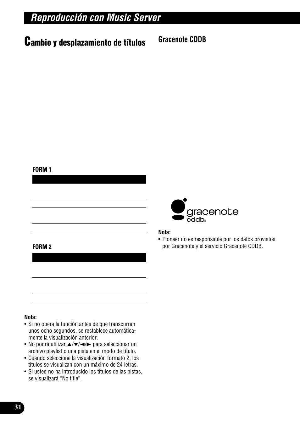 Cambio y desplazamiento de títulos, Reproducción con music server, Ambio y desplazamiento de títulos | Pioneer DEH-P900HDD User Manual | Page 108 / 156