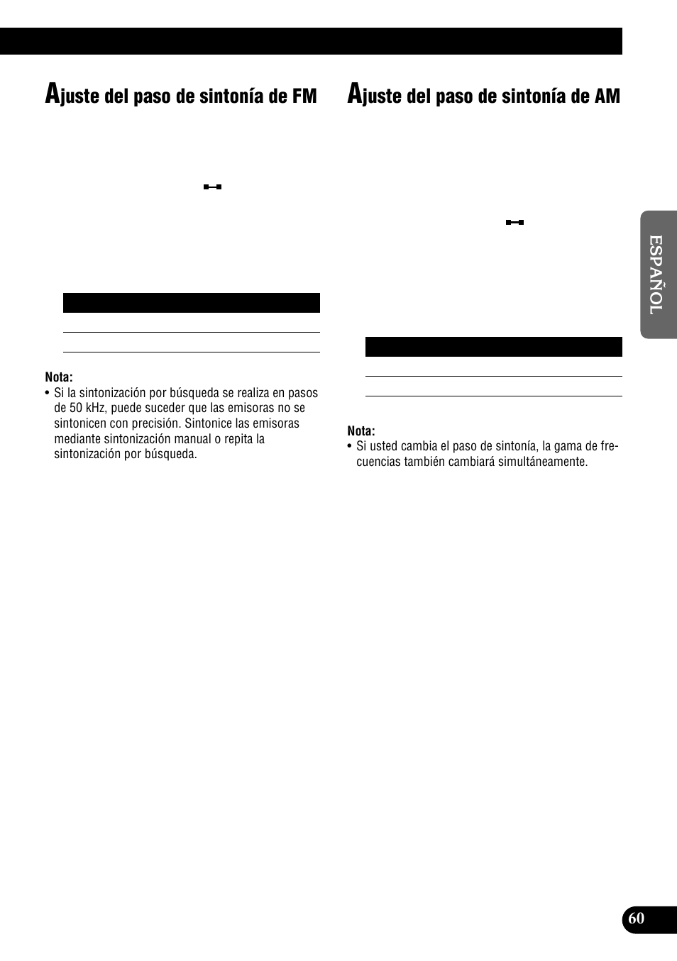 Juste del paso de sintonía de fm, Juste del paso de sintonía de am | Pioneer DEH-P900HDD User Manual | Page 137 / 156