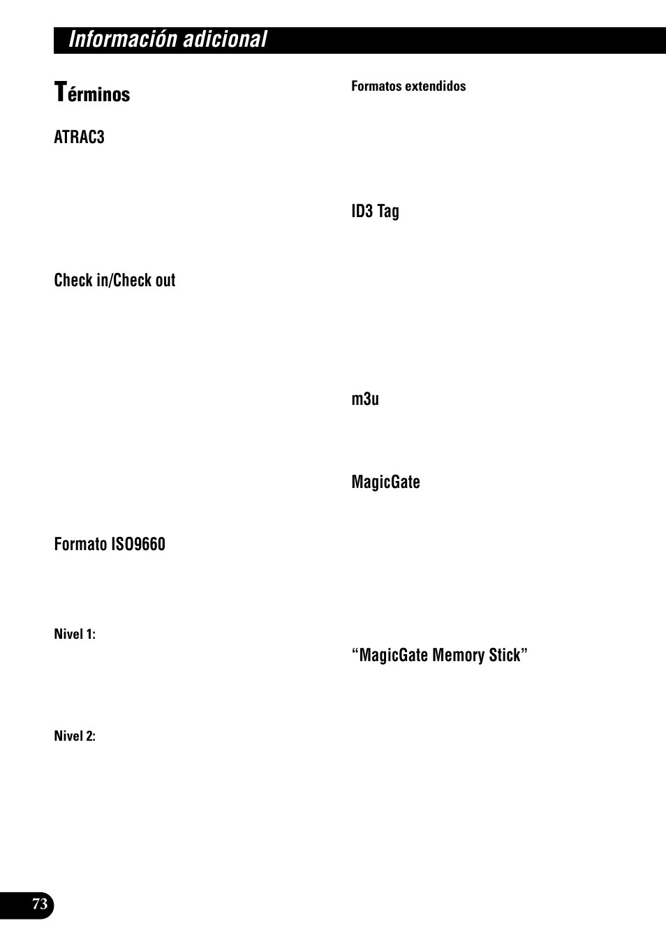 Términos, Información adicional, Érminos | Pioneer DEH-P900HDD User Manual | Page 150 / 156