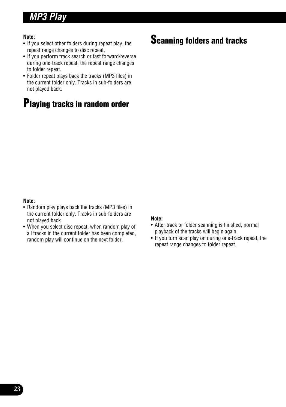 Mp3 play, Laying tracks in random order, Canning folders and tracks | Pioneer DEH-P900HDD User Manual | Page 24 / 156