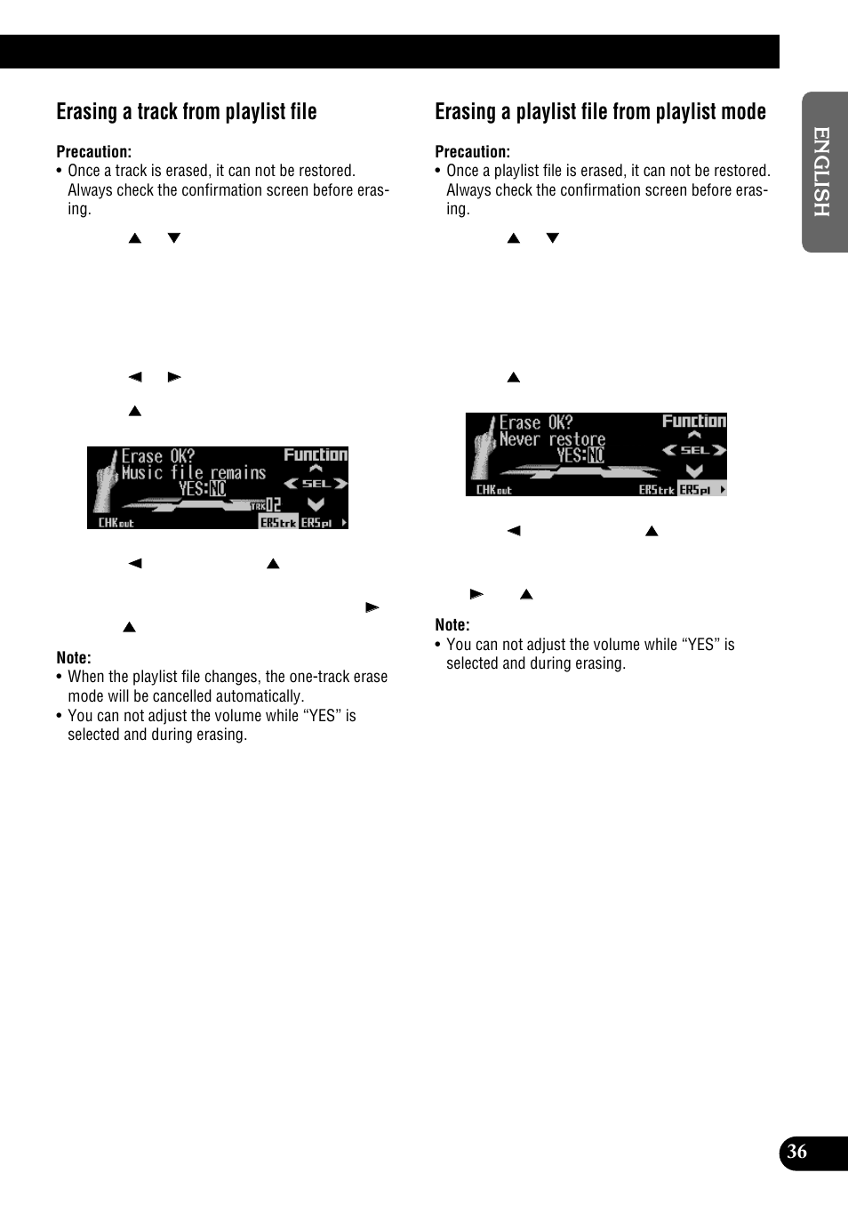 Erasing a track from playlist file, Erasing a playlist file from playlist mode | Pioneer DEH-P900HDD User Manual | Page 37 / 156