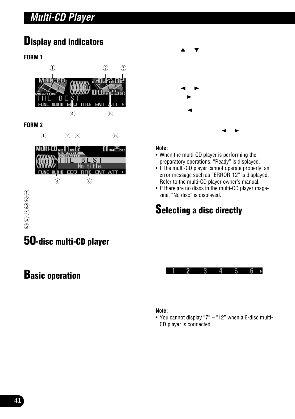 Multi-cd player, Isplay and indicators, Disc multi-cd player | Asic operation, Electing a disc directly | Pioneer DEH-P900HDD User Manual | Page 42 / 156